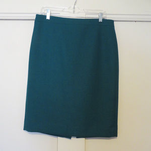 J. Crew Green Wool Pencil Skirt